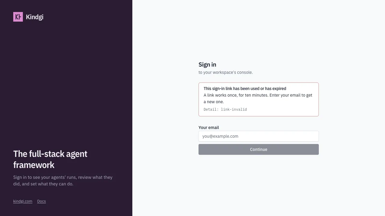 This sign-in link has been used or has expired. A link works once, for ten minutes. Enter your email to get a new one.